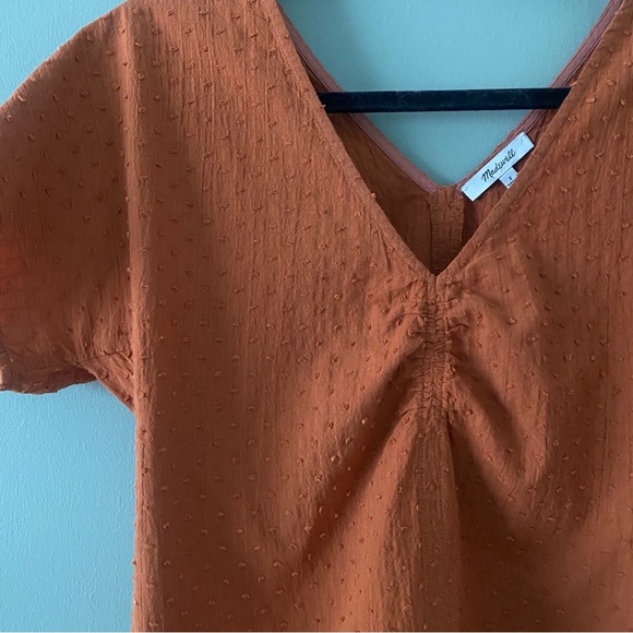 Madewell Puff-Sleeve Top in Clip Dot, Size 2, Warm Nutmeg Burnt Orange, Dots - Picture 13 of 13